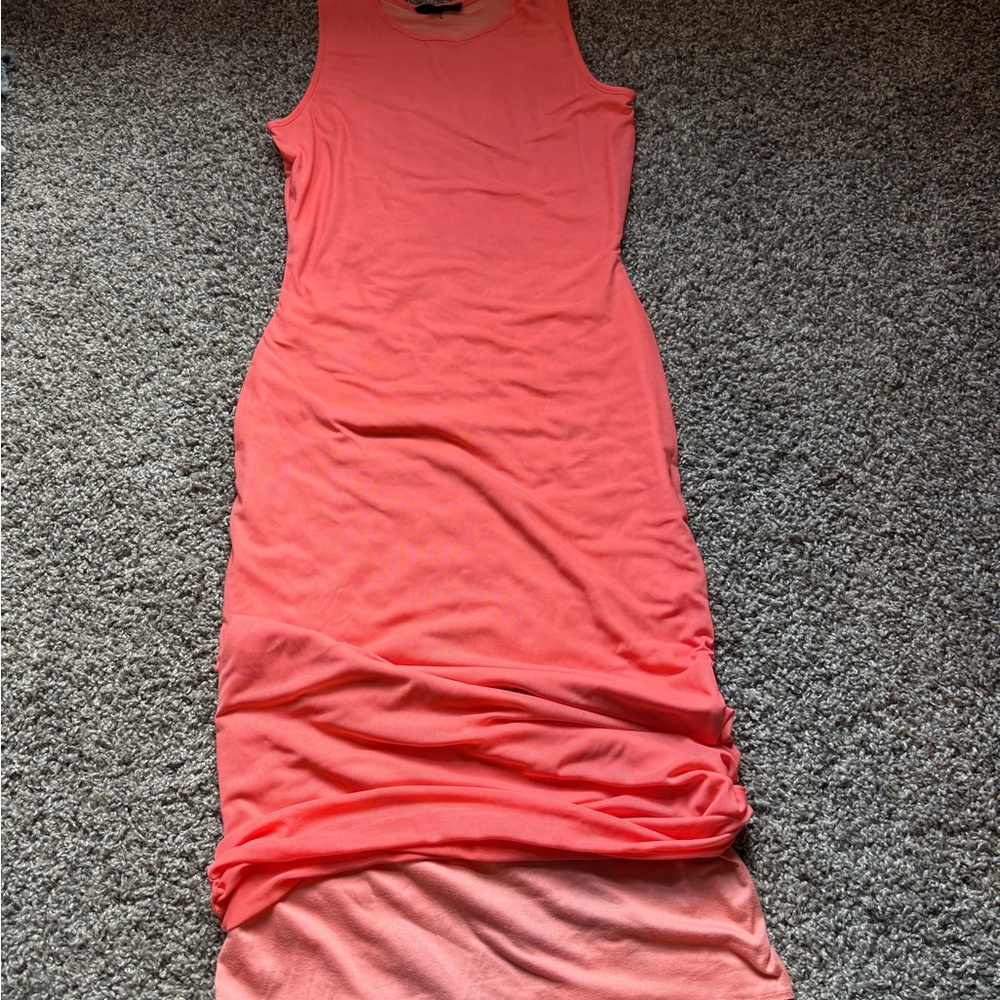 See You Monday Vibrant Coral Maxi Dress